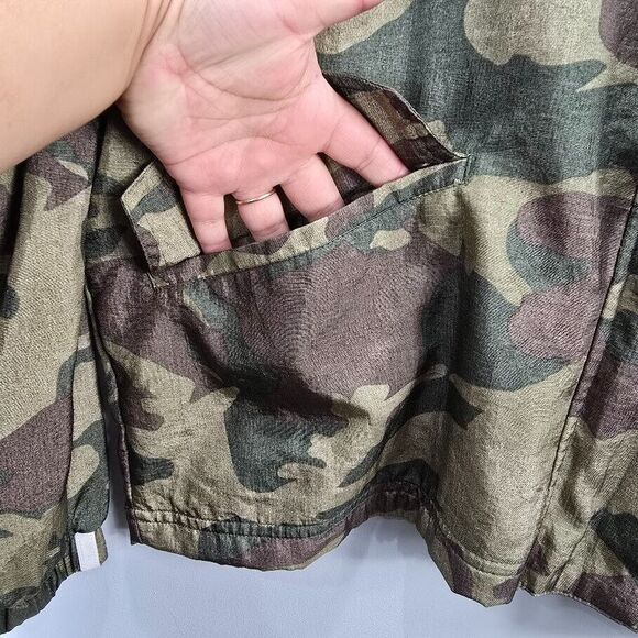 Adidas Trefoil Windbreaker Jacket L Camo Full Zip Hoodie Cropped Baggy Gorpcore‎ - Picture 4 of 16